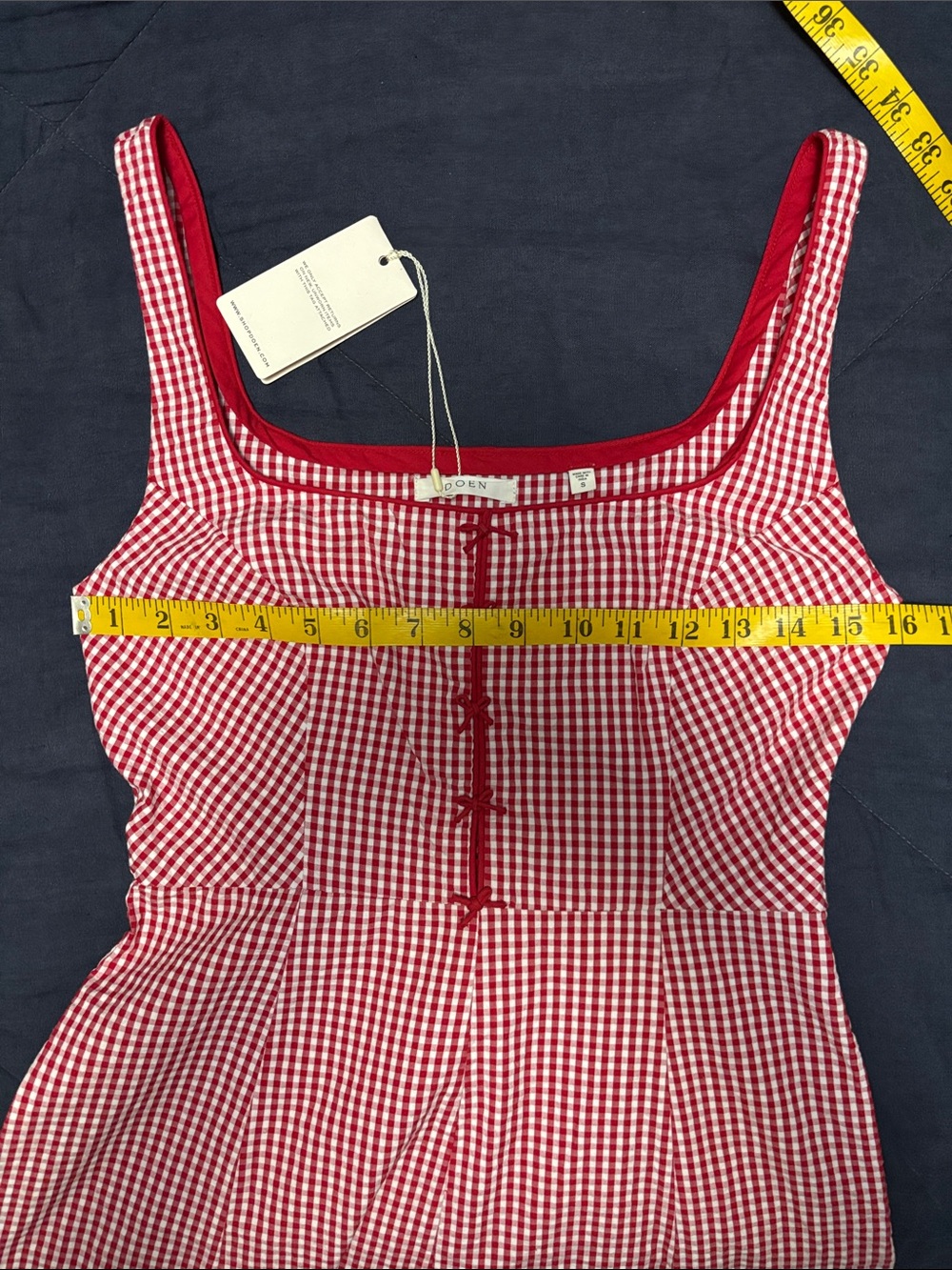 DÔEN Delaney Dress in Rouge La Maddalena Gingham, NWT - Picture 5 of 12